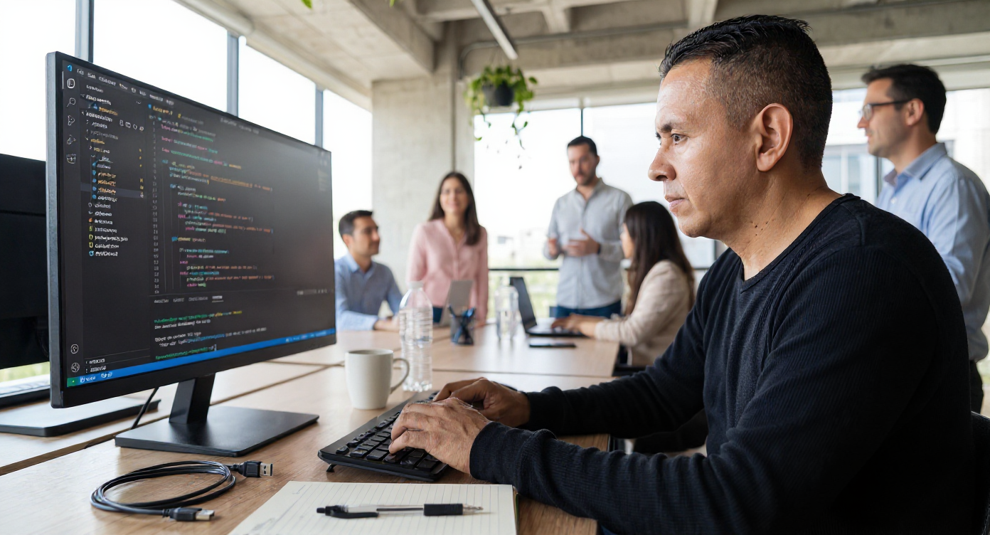 Ingeniero de Ágere trabajando en código